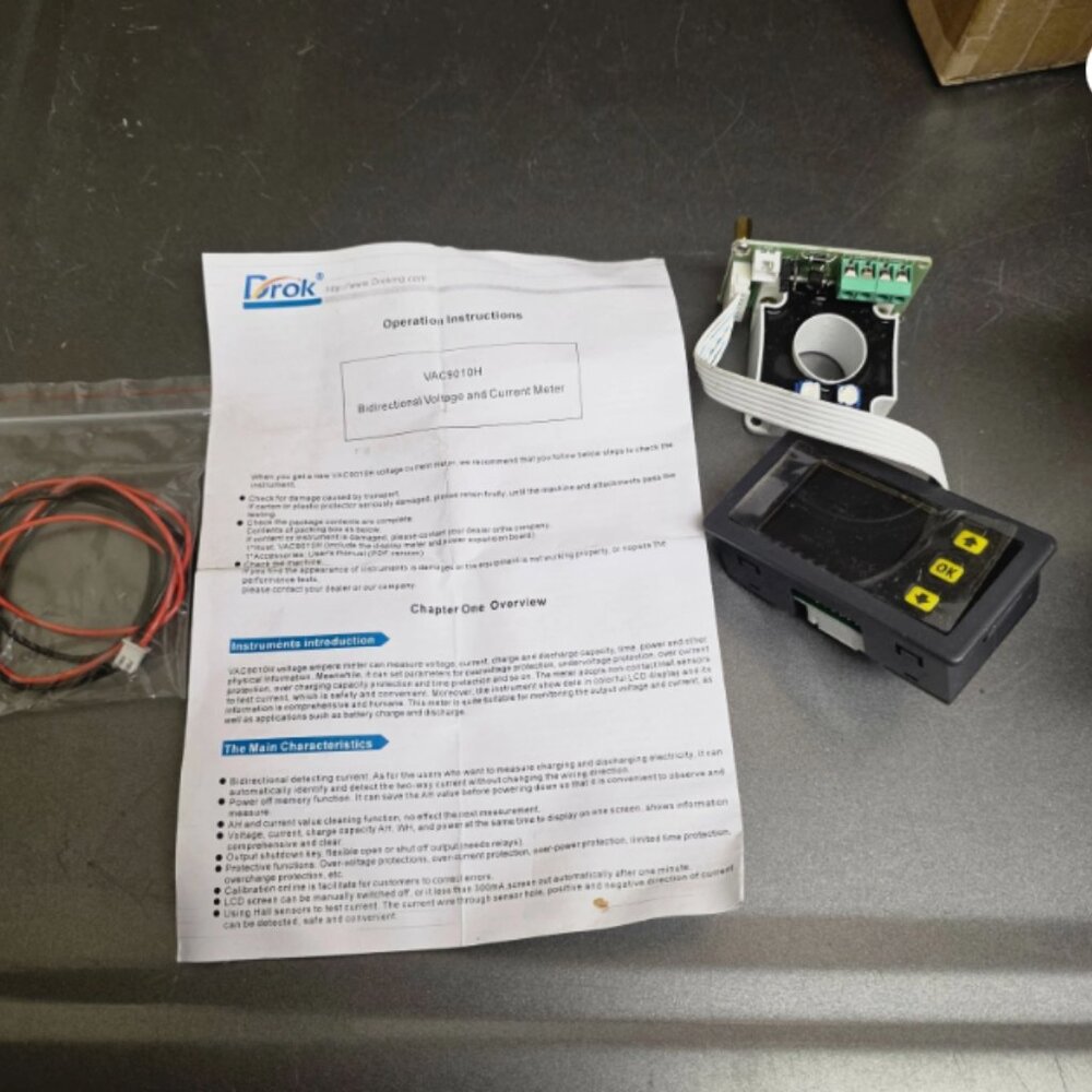 VAC9010H DC Voltage Current Capacity Meter with Hall Effect Sensor and LCD